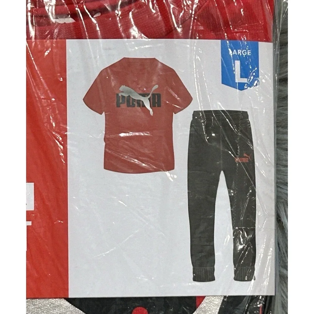 Puma Boy's All Day Comfort 2 Piece Tee‎ and Jogger Set (Red/Black, L) - Picture 3 of 4